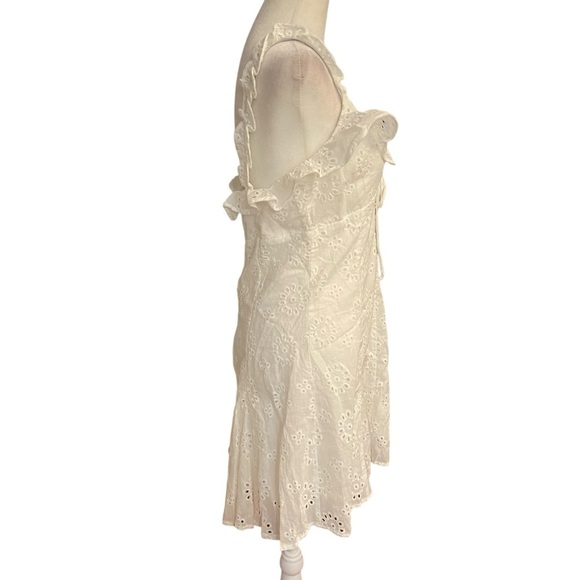 Lush ROMANTIC WHITE RUFFLE EYELET DRESS Size L White Spring Summer Feminine Airy - Picture 6 of 14
